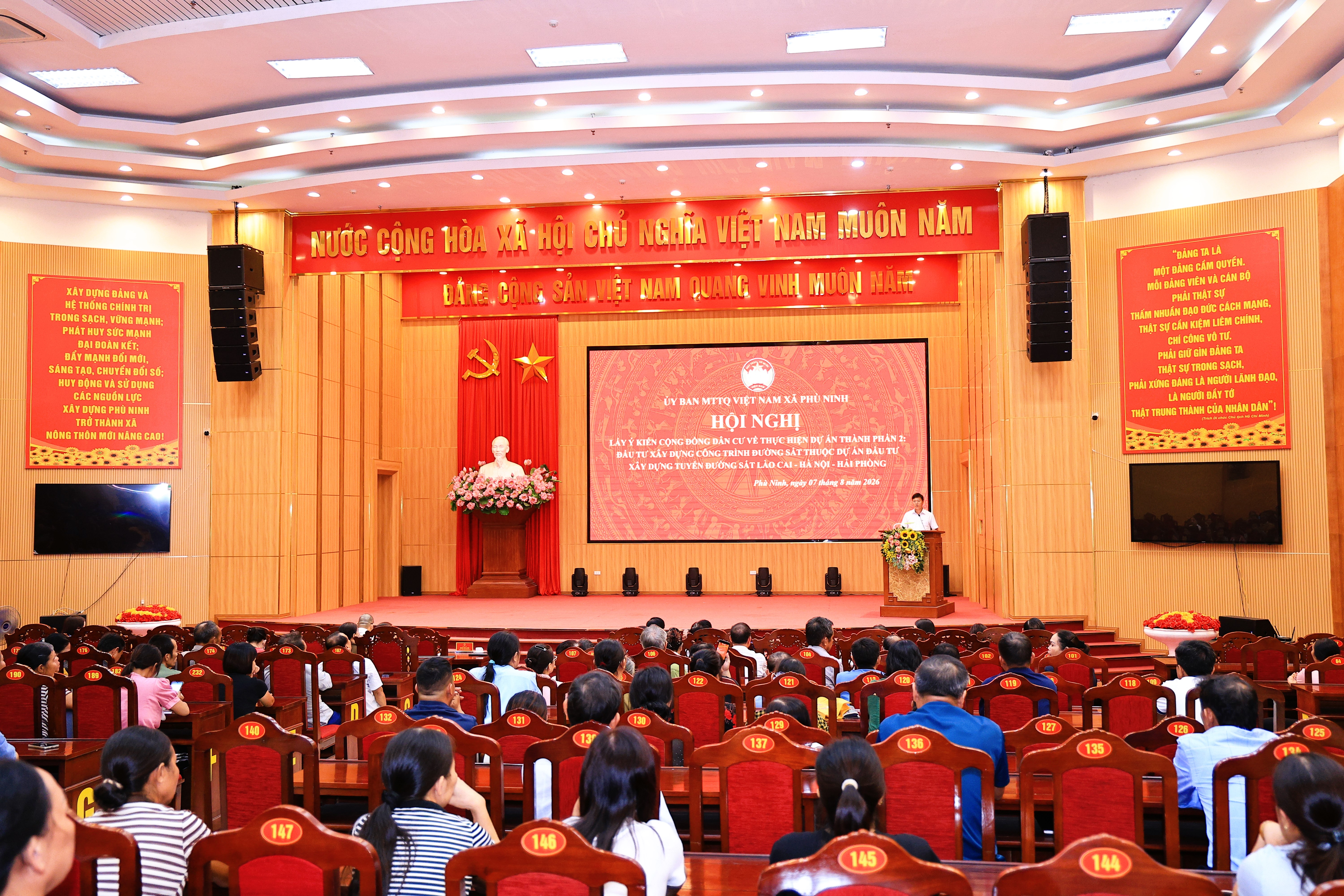 Hội nghị lấy ý kiến cộng đồng dân cư về thực hiện dự án thành phần 2: Đầu tư xây dựng công trình đường sắt thuộc dự án đầu tư xây dựng tuyến đường sắt Lào Cai – Hà Nội – Hải Phòng.
